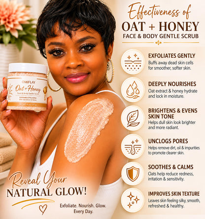 OMIFLAY Oat+ Honey Face & Body Gentle Scrub
