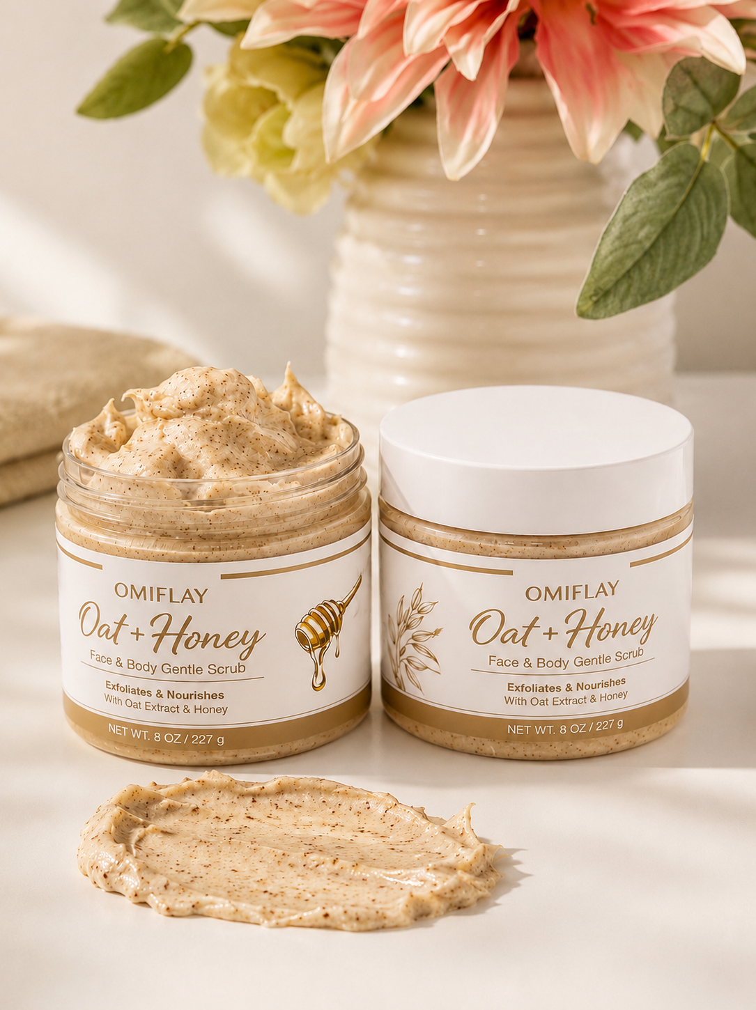 OMIFLAY Oat+ Honey Face & Body Gentle Scrub